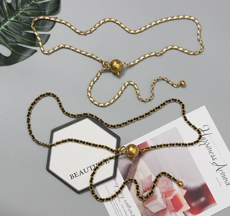 Женский модельный Кушак из искусственной кожи с металлической цепочкой женское