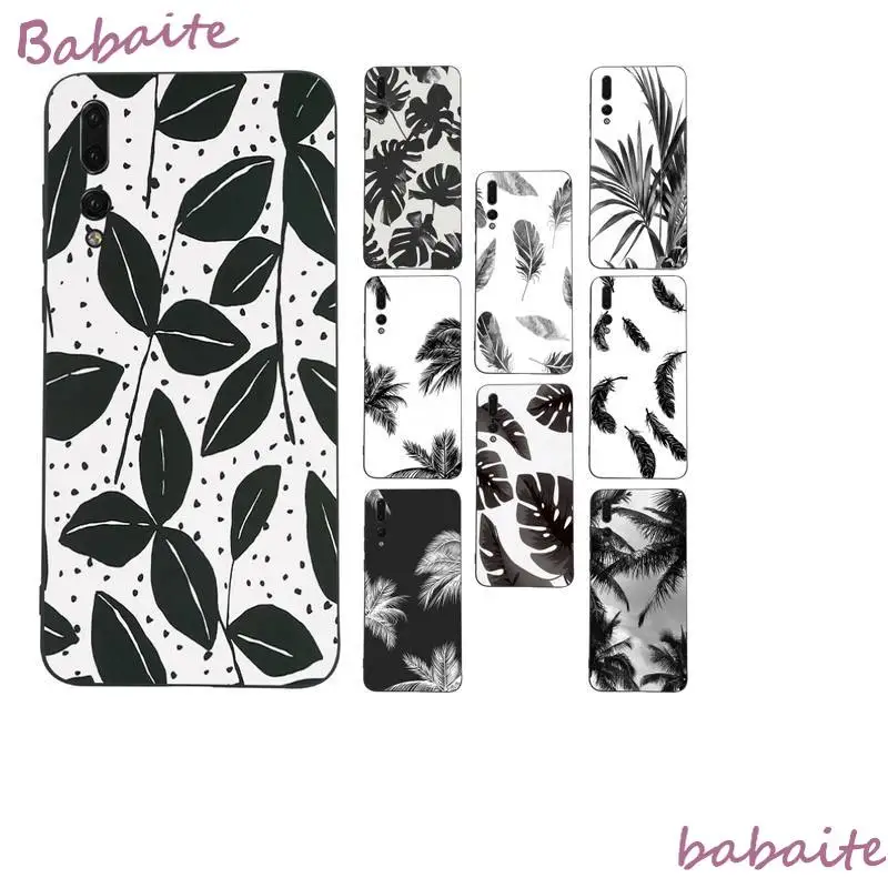 Художественный чехол с черно белыми листьями для телефона Huawei Mate 30 Pro P20 P30 P40 pro lite