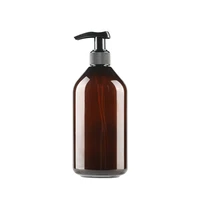 10pcs 400ml empty brown lotion pump ellipse bottles amber plastic shampoo container with dispenser liquid soap pet bottle
