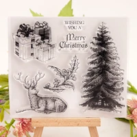 christmas tree deer transparent clear silicone stamp seal cutting diy scrapbook rubber coloring embossing diary decor reusable