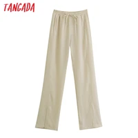 tangada fashion women long suit pants trousers strethy waist pockets office lady pants pantalon je06