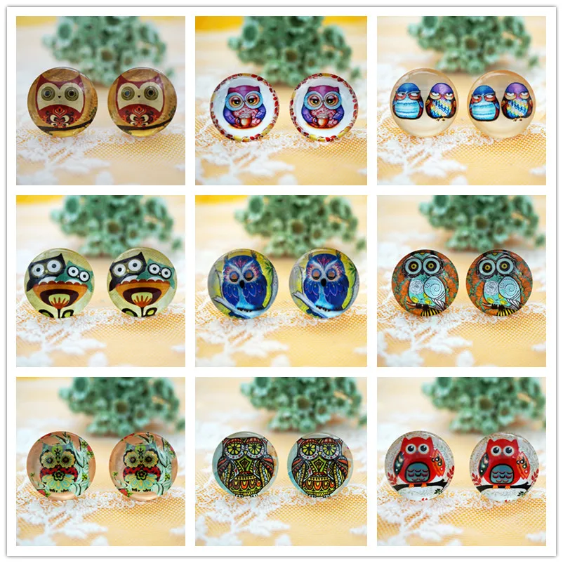 10 шт. 20 мм смешанный круглый стеклянный кабошон в виде совы для изготовления
