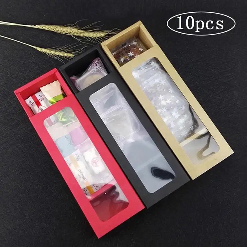 10 шт. бумажная Подарочная коробка упаковка с прозрачным окном из ПВХ швейцарская