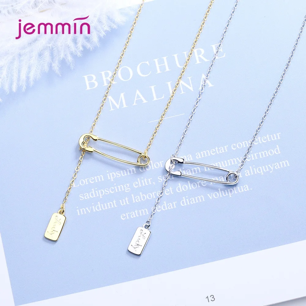 

100% 925 Sterling Silver Drop Shipping Charm Letter Brand Pendant Necklace Safety Pin For Women Girls Party Gift