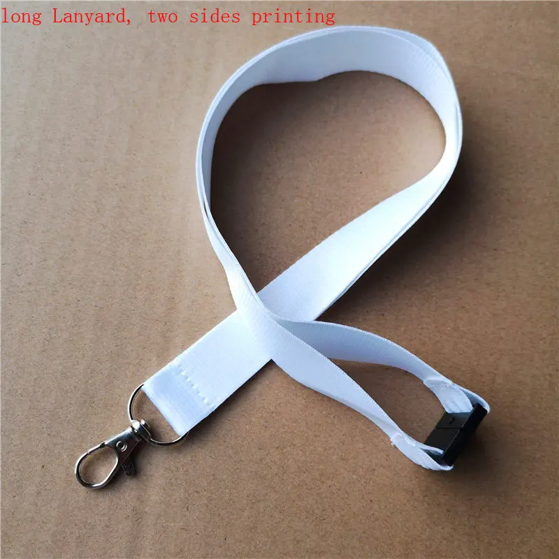 long Lanyard sublimation polyester fiber white blank keychains key ring hot transfer printing blank diy materials 50pcs/lot - Цвет: long Lanyard