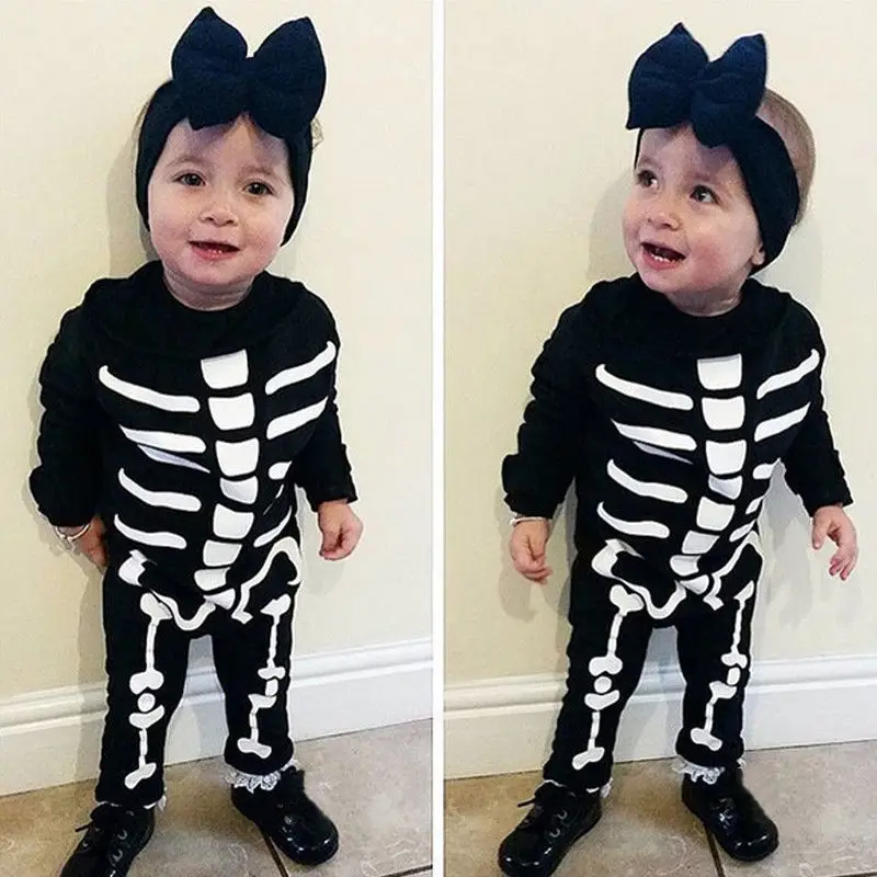 Autumn Winter Halloween Clothes Newborn Baby Boy Girl Skeleton Rompers Long Sleeve Jumpsuit Outfit Costume Cosplay images - 6