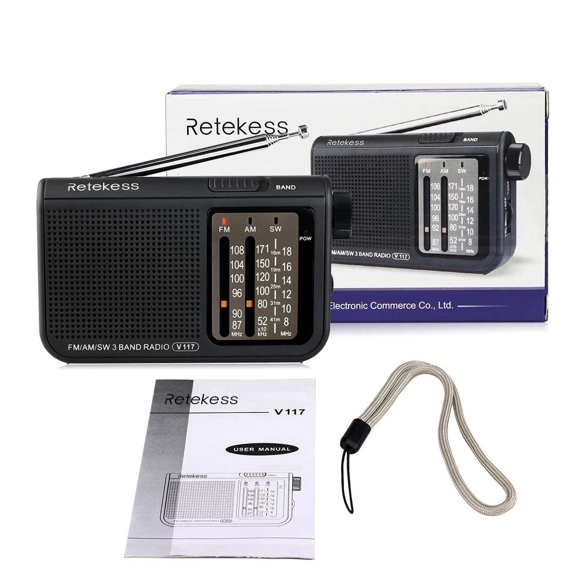 Портативный радиоприемник RETEKESS V117 AM FM Небольшой Аварийный транзистор
