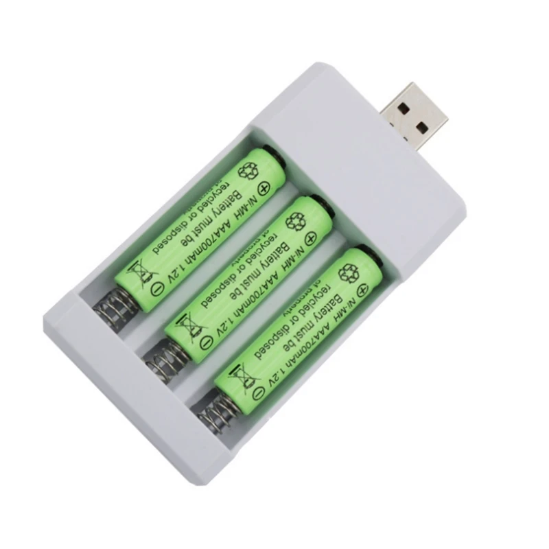 

USB Plug Charger Compact 3-Slot Charger 5V/2A For Rechargeable Ni-Cd Battery AA /AAA1.2V Portable Battery (Non-Battery)