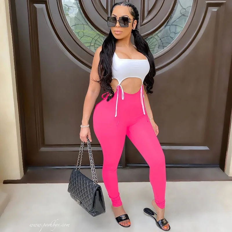 Комплект спортивной одежды женский из двух предметов Модный облегающий Топ без