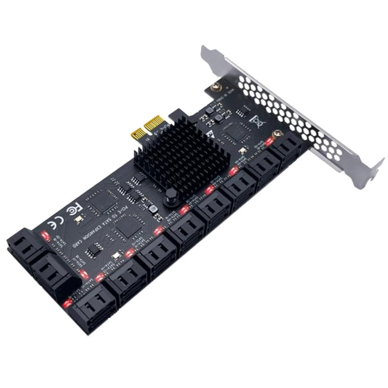 

20-Port SATA3.0 Expansion Card PCI-E 1X To SATA 6G Hard Drive Expansion Card for Desktop PC Mining with Indicator Light