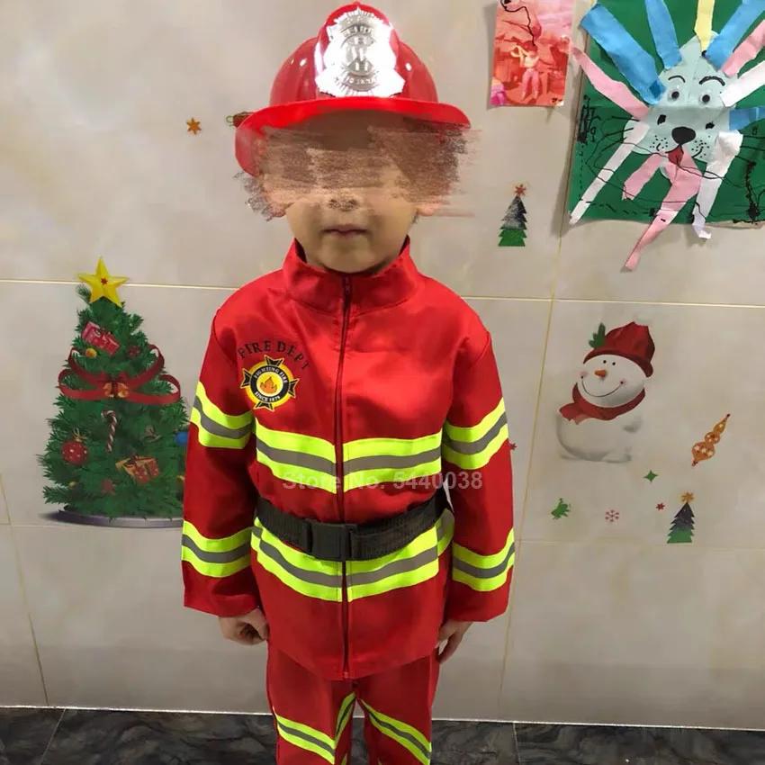 Disfraz de bombero para niños y niñas, juego de rol, conjunto de ropa de carnaval, traje del ejército, novedad