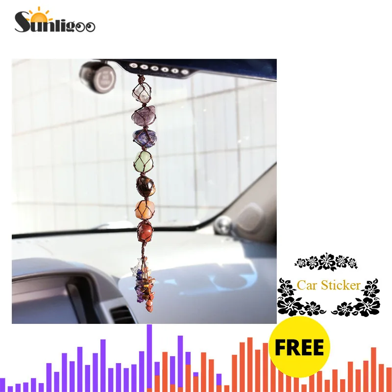 Sunligoo, 7 Чакра, обрушенный драгоценный камень, кисточка, духовная медитация, Висячие/оконные/фэн-шуй, орнамент, натуральные камни, автомобильный/домашний декор