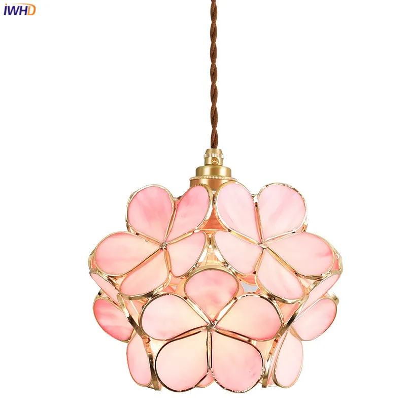 IWHD Flower Petal Glass LED Pendant Lights Fixtures Bedroom Dinning Living Room Restautant Copper Nordic Modern Hanging Lamp