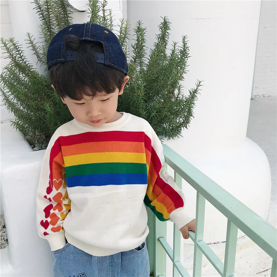 Tonytaobaby/осенне-зимняя одежда; Новинка; детская одежда с радугой; Свободный пуловер; свитер; свитера для мальчиков и девочек