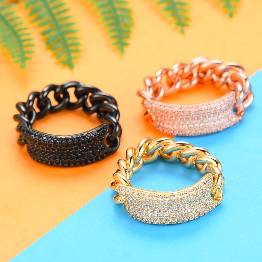 

Blachette Luxury Unique Sweet Delicate Chains Ring for Women Girl Daily Shiny Charm Fashion Finger Rings Jewelry Bridal Wedding