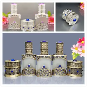 8 г винтажная стеклянная матовая банка для крема 12 мл с капельницей для эфирного масла, бутылка-контейнер для косметики с металлическим чехлом, украшение для рукоделия, подарок