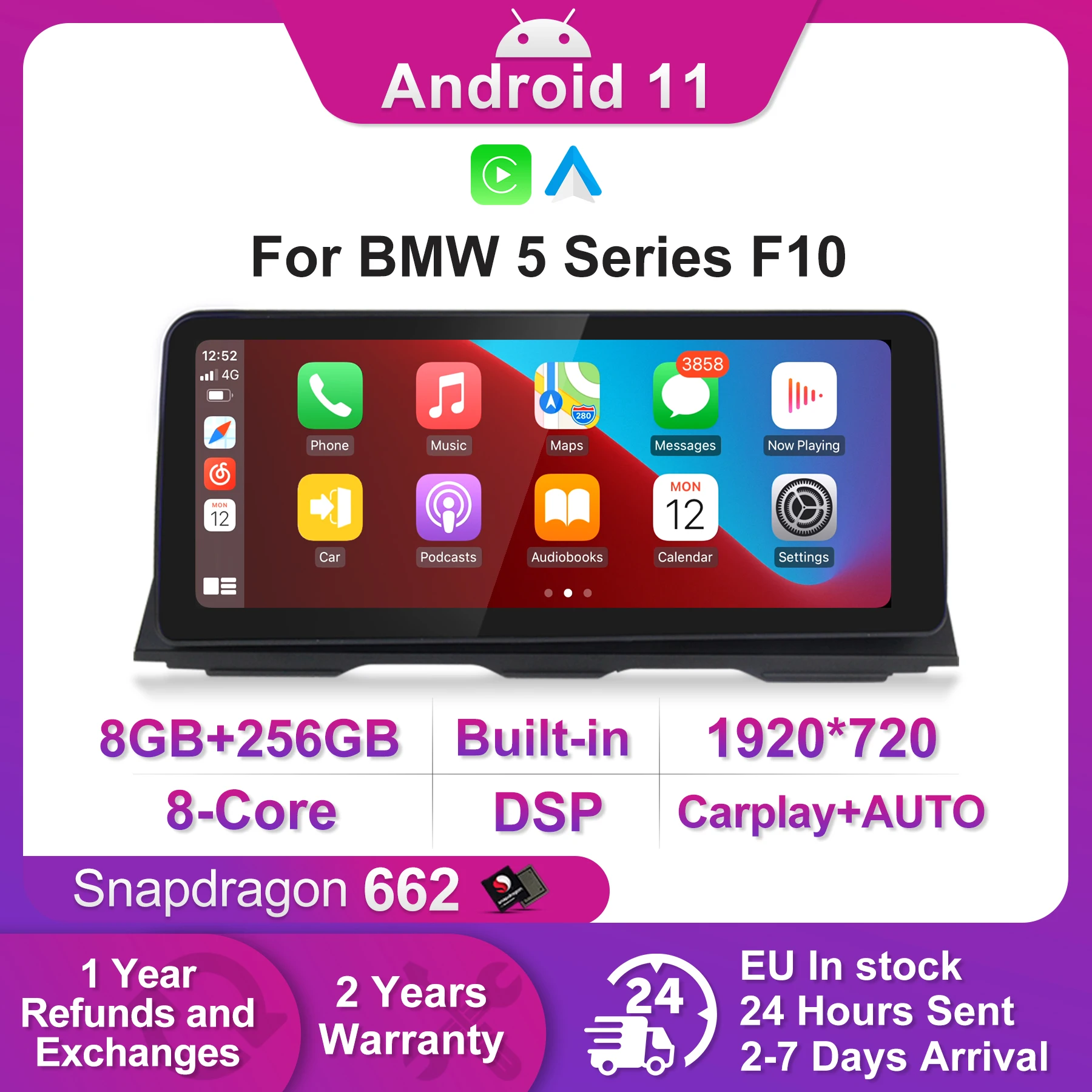 

4G Lte Android 11 Car Radio Stereo Multimedia Navigation Player GPS for BMW 5 Series F10 F11 520i 525i 528i 2011-2016 NBT CIC