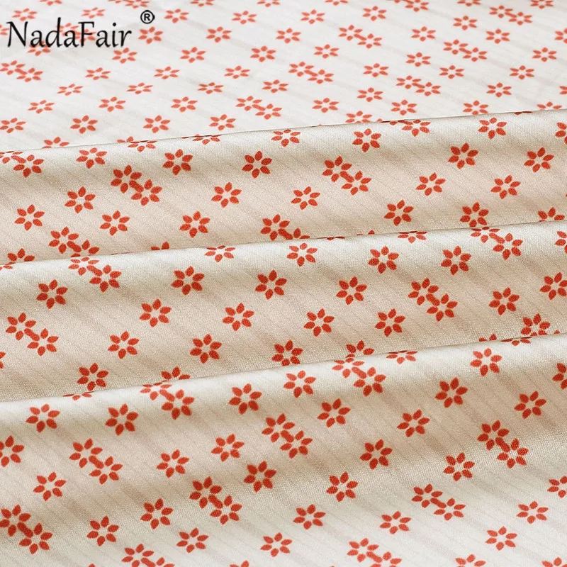 Женская атласная блузка Nadafair винтажная с цветочным принтом повседневные топы