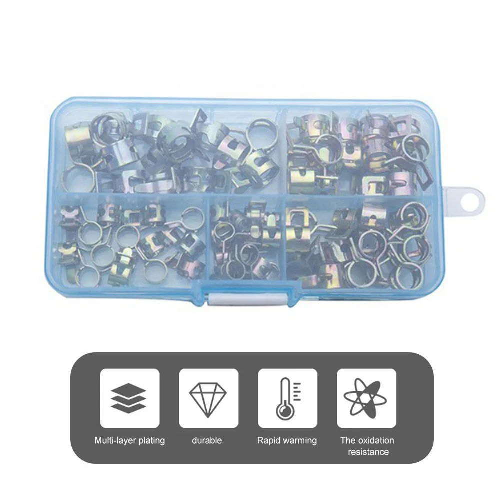 

75pcs M6-10 Vacuum Spring CPU Elasticity Hose Clip Stainless Steel Pipe Tube for Band Clamp Fastener Assortment Kit