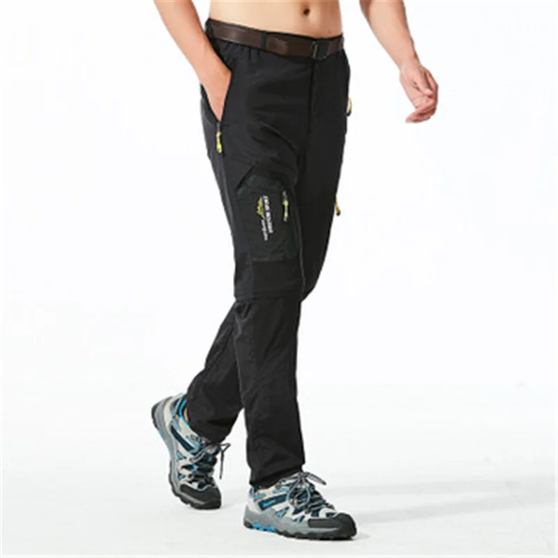 

Men's overalls with zipper pockets army green travel pants plus size two-section detachable XZ77 Size 39-46