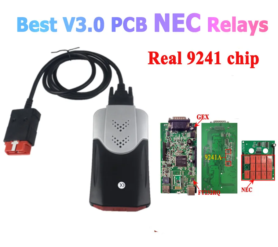 Лучший диагностический сканер V3 V3.0 PCB NEC реле 9241 чип VD DS150E CDP 2017.R3 Keygen Bluetooth