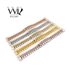 Ремешок для наручных часов Rolamy из нержавеющей стали 316L, двухцветный браслет из розового золота с прочными винтовыми звеньями и изогнутым концом для Rolex, 20 мм