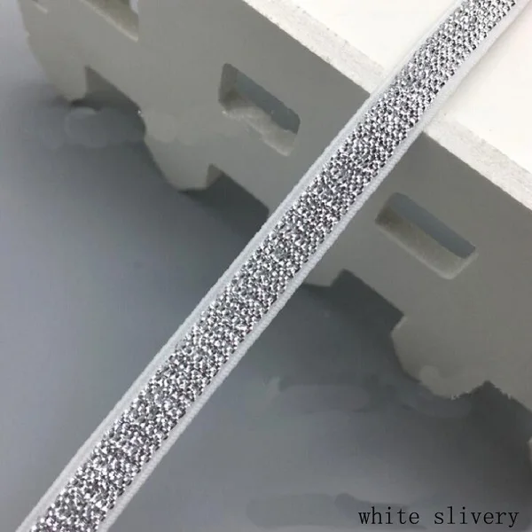 white slivery Цвета: золотистый, серебристый блестящие туфли-Вьетнамки с эластичным ремешком 10/15/25/40 мм веревка резиновые линейные огни ленты швейная кружевная отделка пояс с плоской обратной стороной, аксессуар для "сделай сам" - Цвет: white slivery