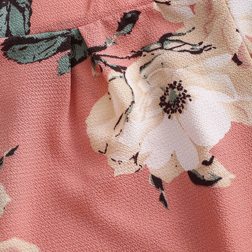 Укороченный цветочный Комплект из двух предметов с открытыми плечами женский