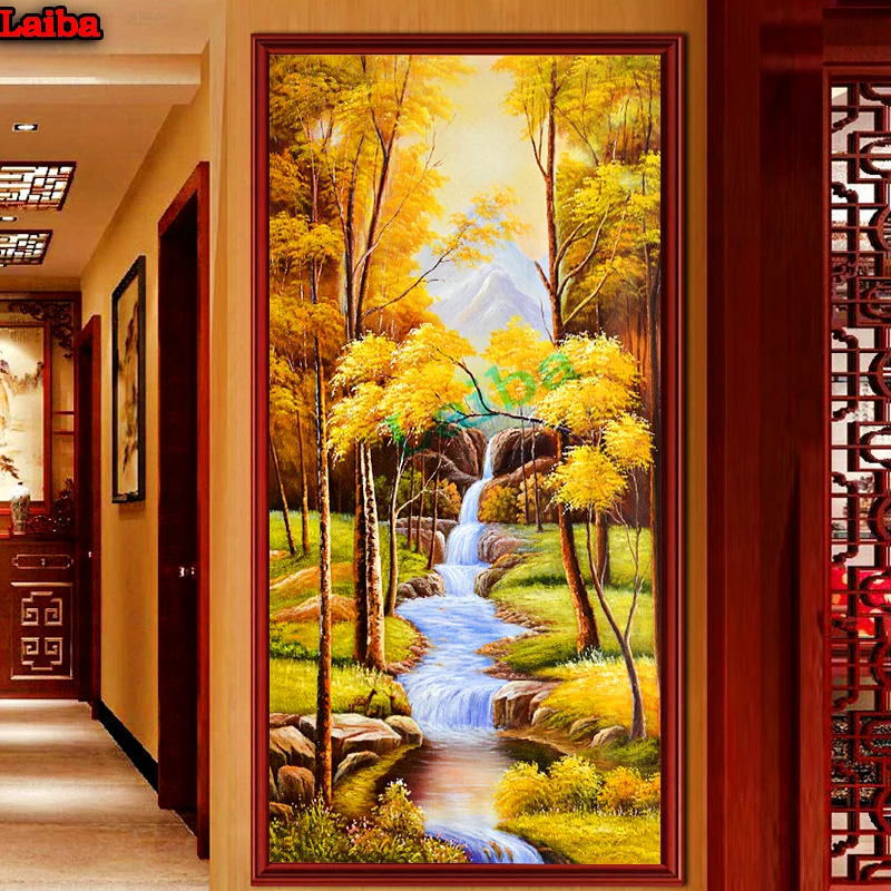 

large 5D Diamond Painting Full Drill DIY Diamond Embroidery Rhinestone Painting Landscape Painting Home Wall Decor Autumn Forest