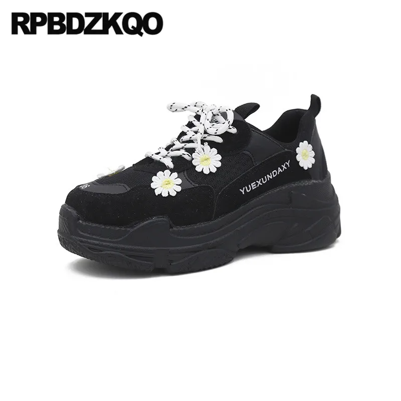 Женские кроссовки на толстой подошве Harajuku черные для фитнеса дешевая китайская