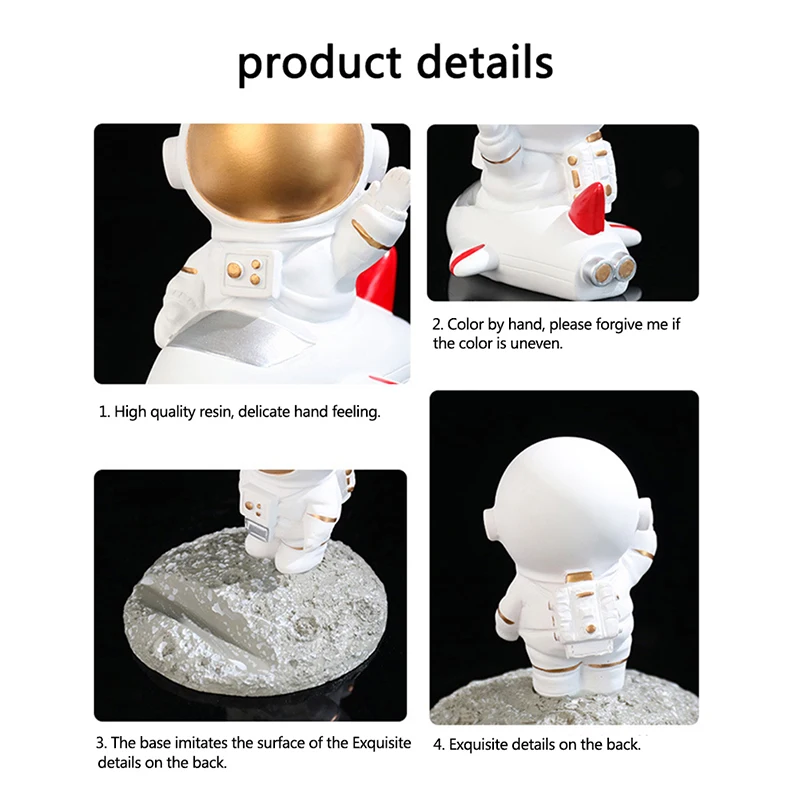 

Space Travel Space Astronaut Model Ornaments Stand Small Silver Figurines Cute Phone Holders Bracket Home Desktop Table Decor