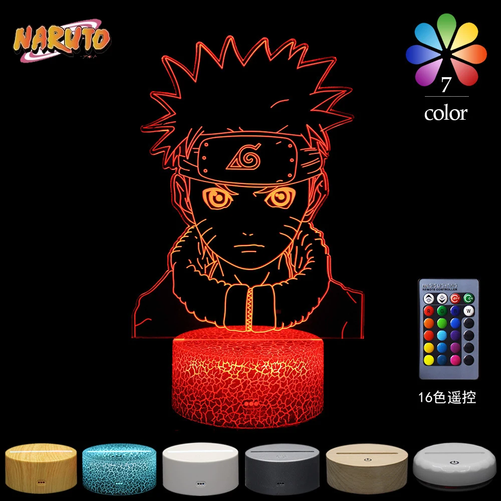 

Светодиодный ночсветильник из аниме Наруто удзумаки, Akatsuki Kakashi Hatake, детские игрушки, ночсветильник для спальни, лампа Итачи Учиха 3d, Рождест...