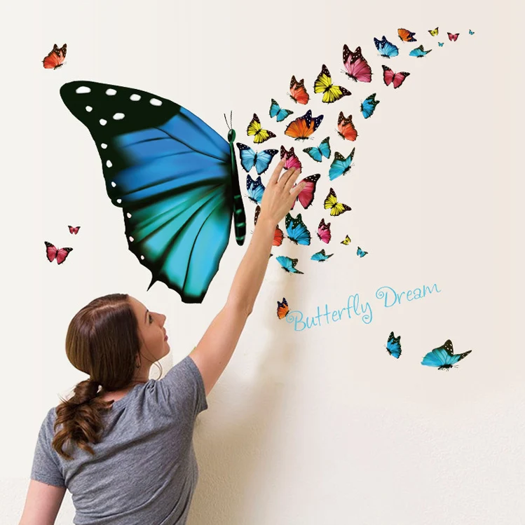 

Butterfly Patterns Vinyl Sticker Girls Room Decoration Colorful Beautiful Animals Wall Decal creative Insects Wings Flying Mural