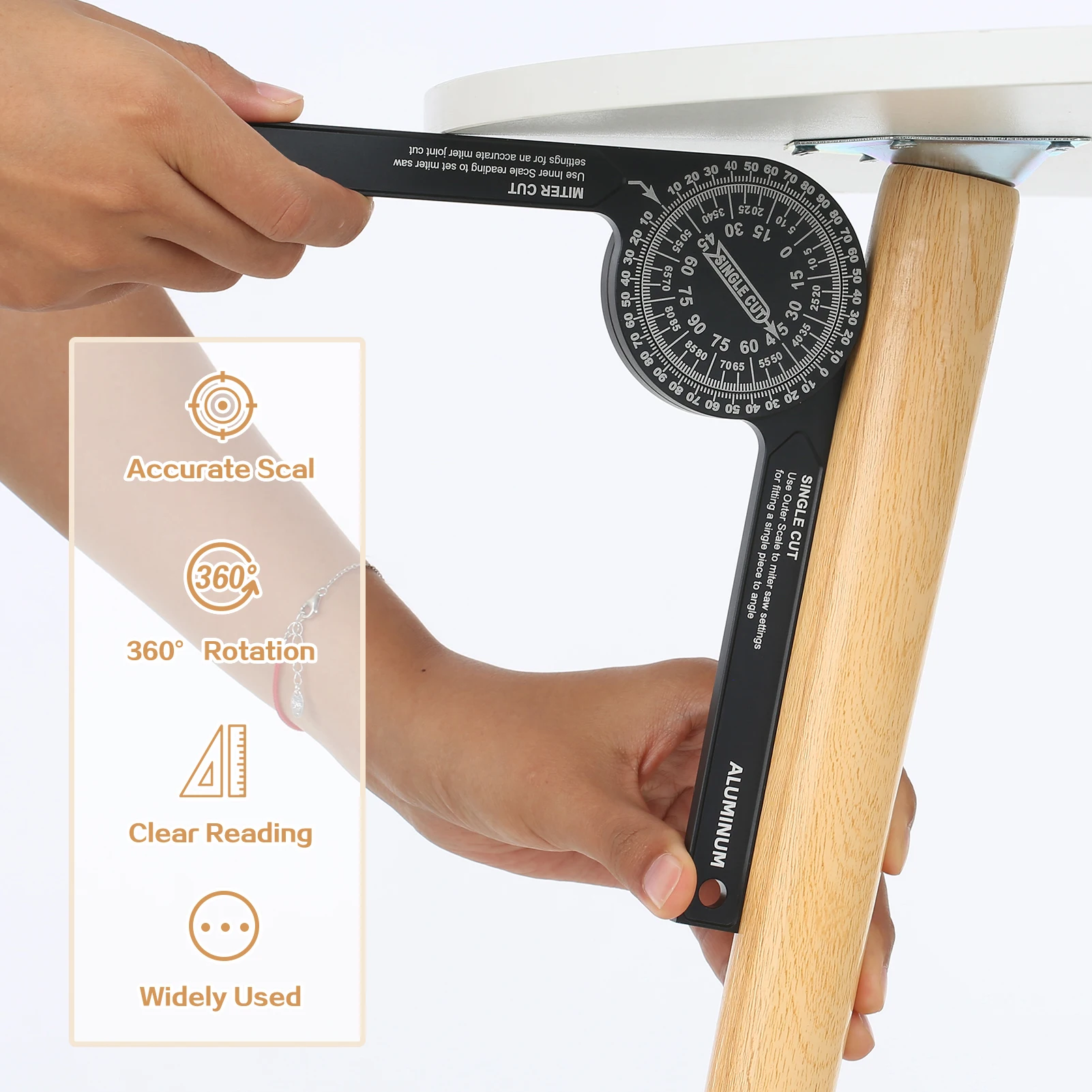

7-inch Miter Saws Protractor Rust Proof Accurate Reading Scales Inside&Outside Miter Angle Finder for Carpenters Plumbers