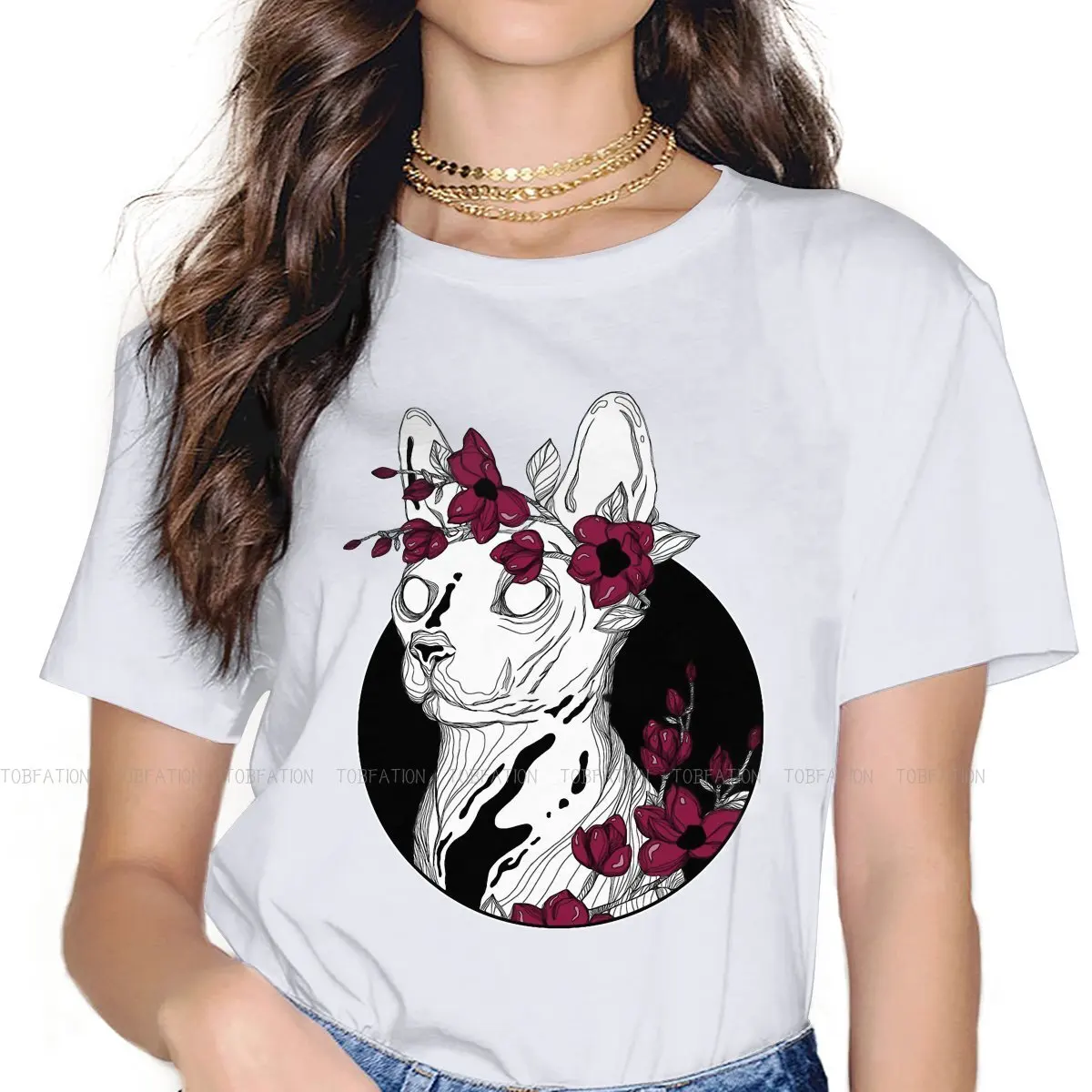 

Футболка женская в стиле Харадзюку, забавная рубашка в стиле оверсайз с канадским котиком и сфинксом, с цветами, 4XL