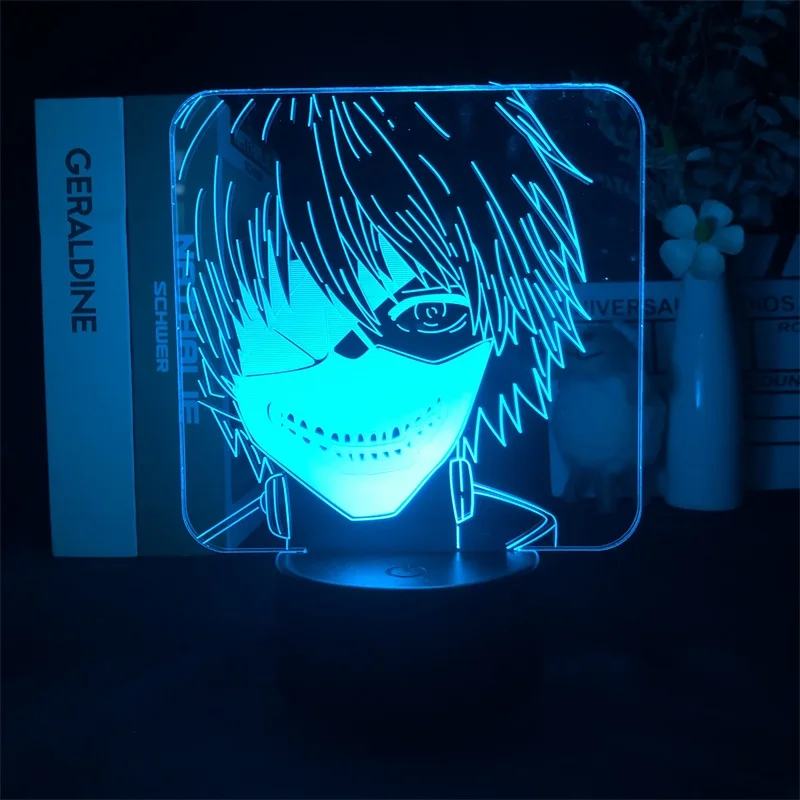 3D ночник Kaneziki Токийский Гуль японское аниме Манга для спальни Декор милый подарок на день рождения Светодиодная лампа детский подарок на любовь