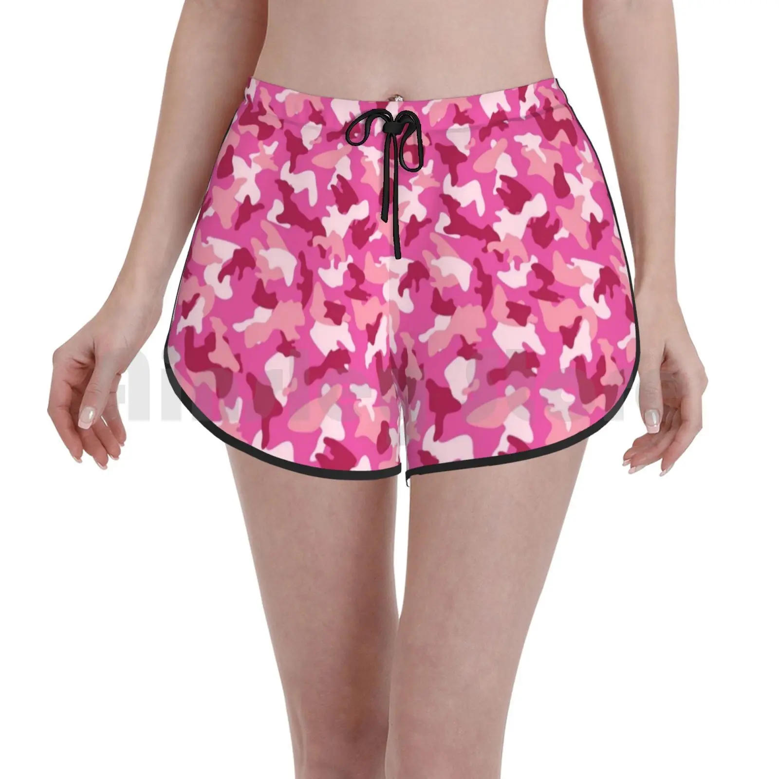 

Pink Military Camo Swim Shorts Women Beach Shorts Camo Pattern Camouflage Unisex
