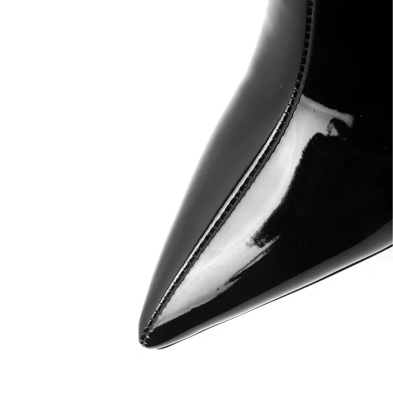 Taoffen Ankle Boots For Women Sexy Pointed Toe Shoes Western Style Fashion Black Leather Club Female Footwear Size 34-45 | Обувь