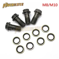 universal motorcycle parts motor oil cooler adapter fittings screw brake m8m10 screws with gasket oil cooler line bolts screws