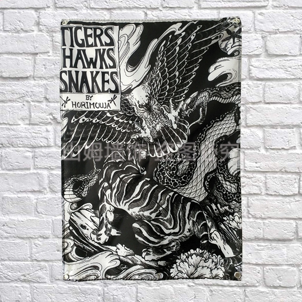 Орел тигром змеей и татуировки плакат свитки драпировки Шторы висит флеш тату