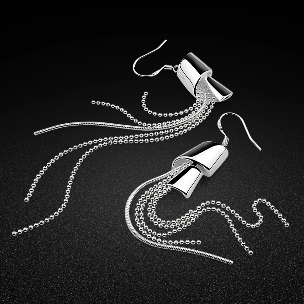 Женские серьги кисточки из серебра 925 пробы без аллергии|Серьги-подвески| |