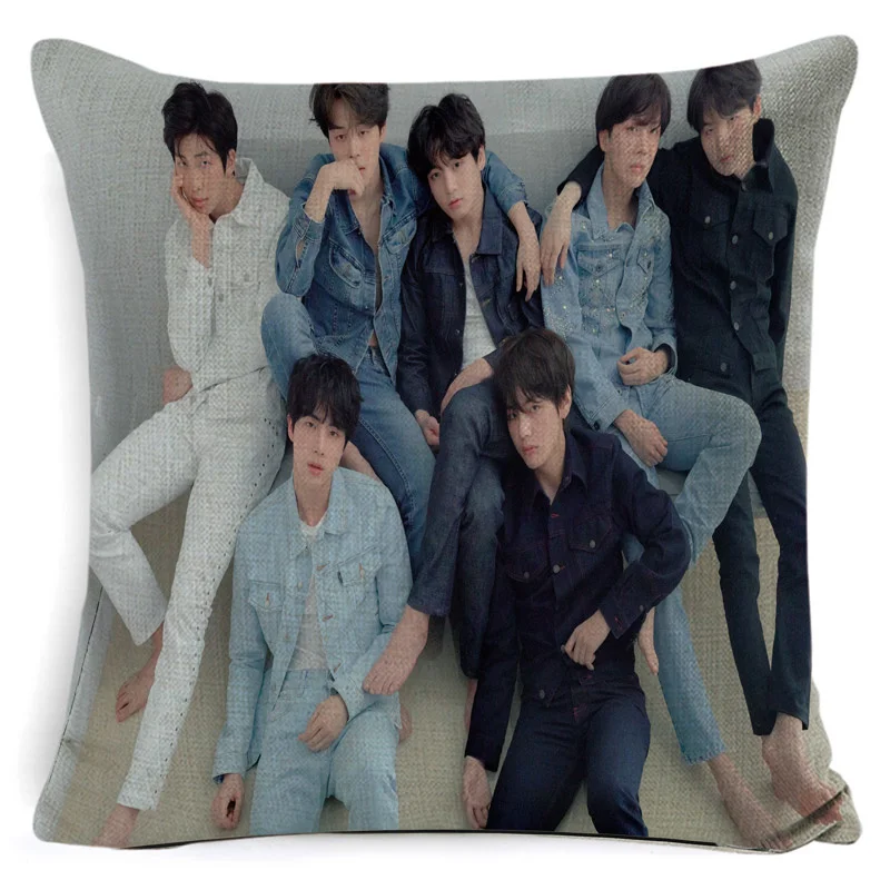 

Kpop Cushion Cover Pillow Case Bedding Love Yourself K-pop Home Bangtan Boys BT21 Square Pillowcase Housse De Coussin Cojines