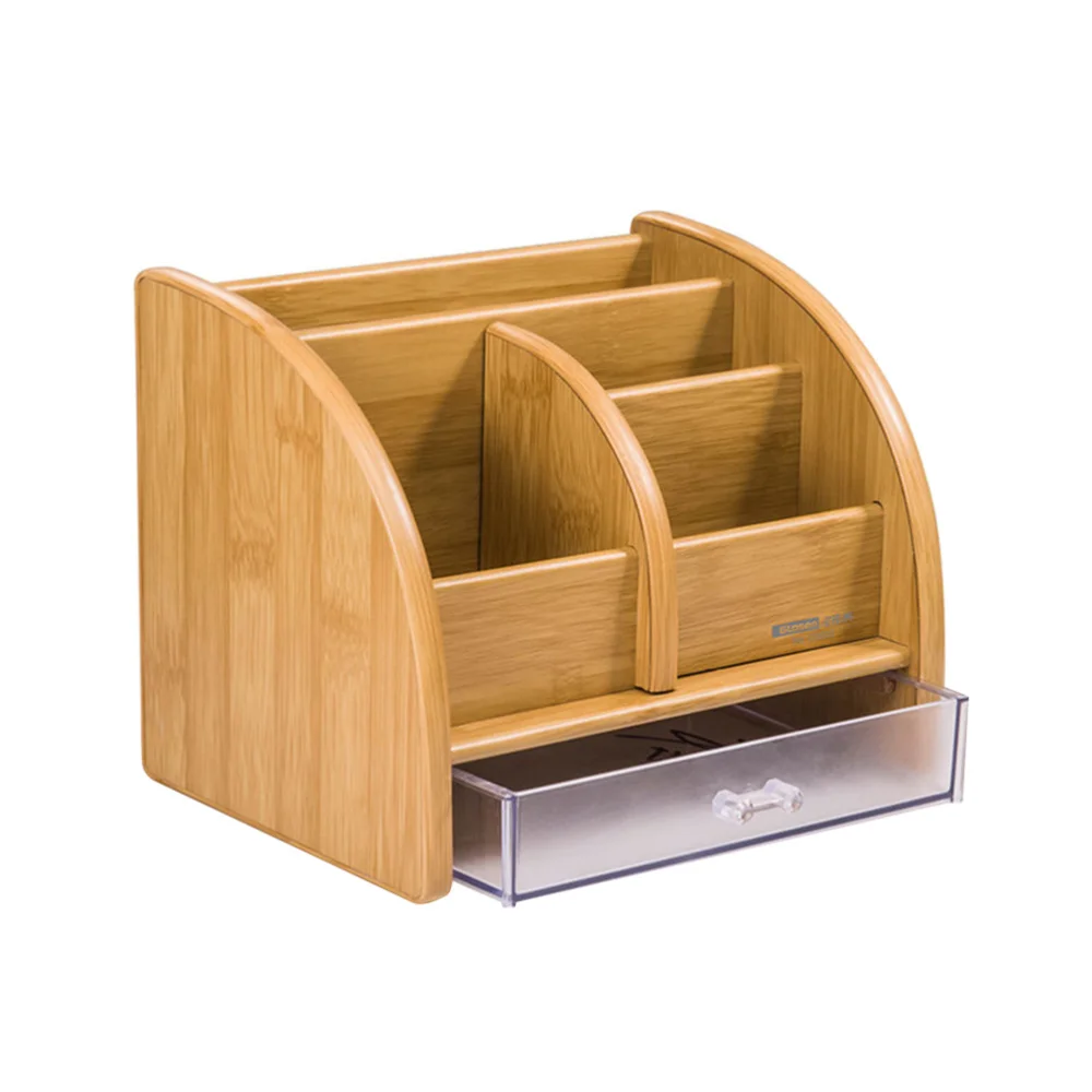 

1PC Wooden Pen Container Square Five-grid Pen Holder Multi-purpose Storage Pen Box Creative Desktop Pen Storage Container Practi