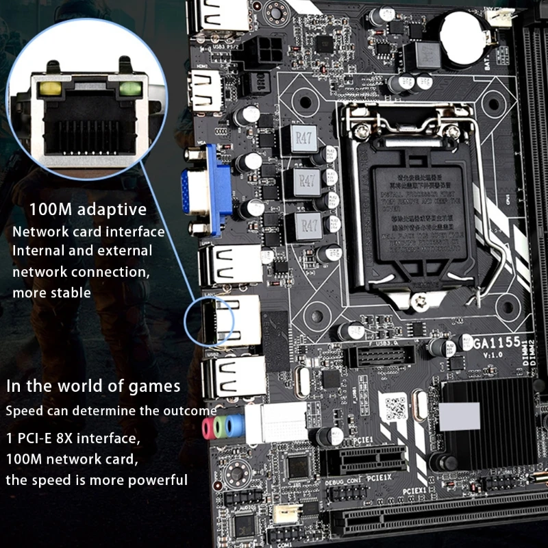 

Новейшая профессиональная материнская плата LGA 1155 подходит для intel I7/i5/i3/Pentium/Celeron Lga1155 155 M-atx H6