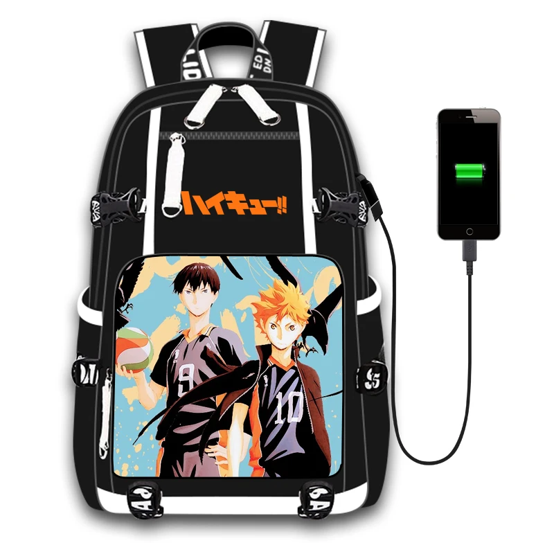 Рюкзак Haikyuu Karasuno для мальчиков с USB-портом школьный ранец уличная сумка на плечо