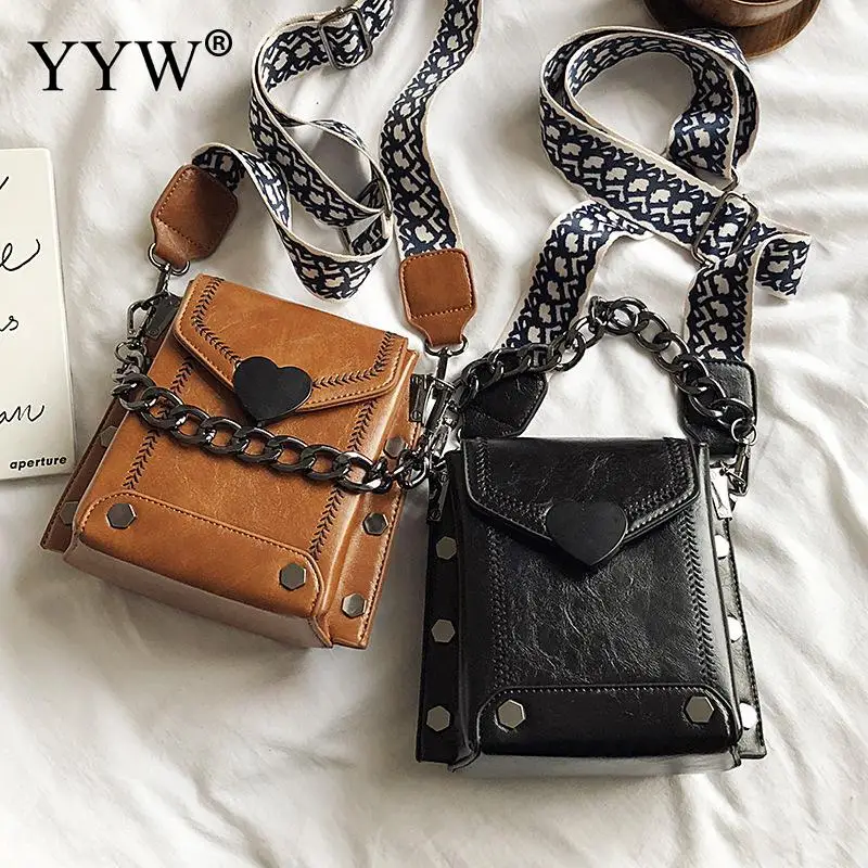 

Сумка через плечо из искусственной кожи, с цепочкой, винтажная, коричневая, синяя, мини-кошелек, 2020