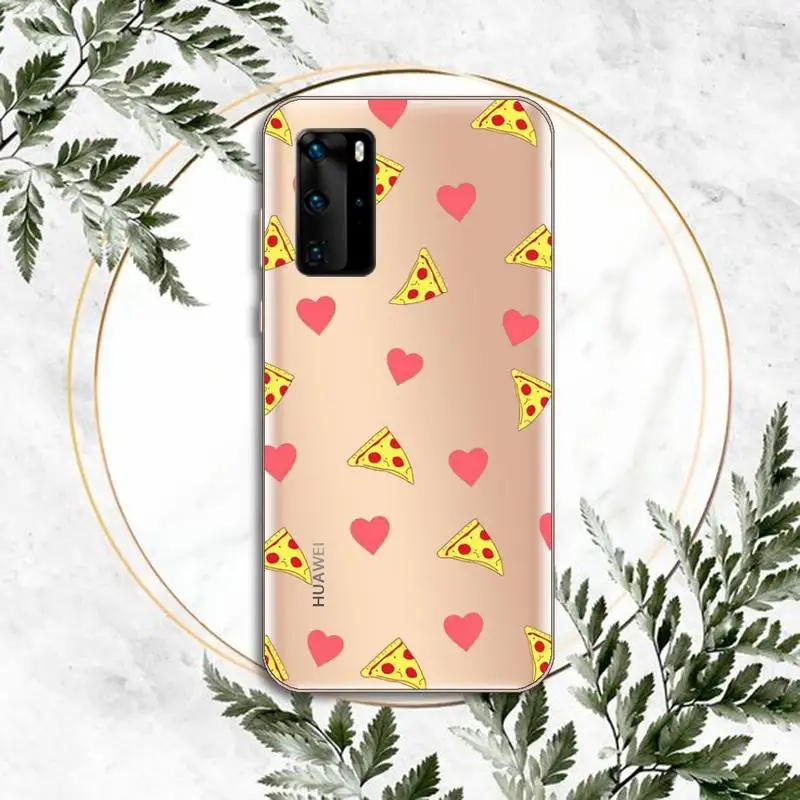 

Cute cartoon hamburger fries pizza Phone Cases Clear Transparent for huawei honor P 40 30 20 lite Pro 10 i 8 9 x p smart 2019