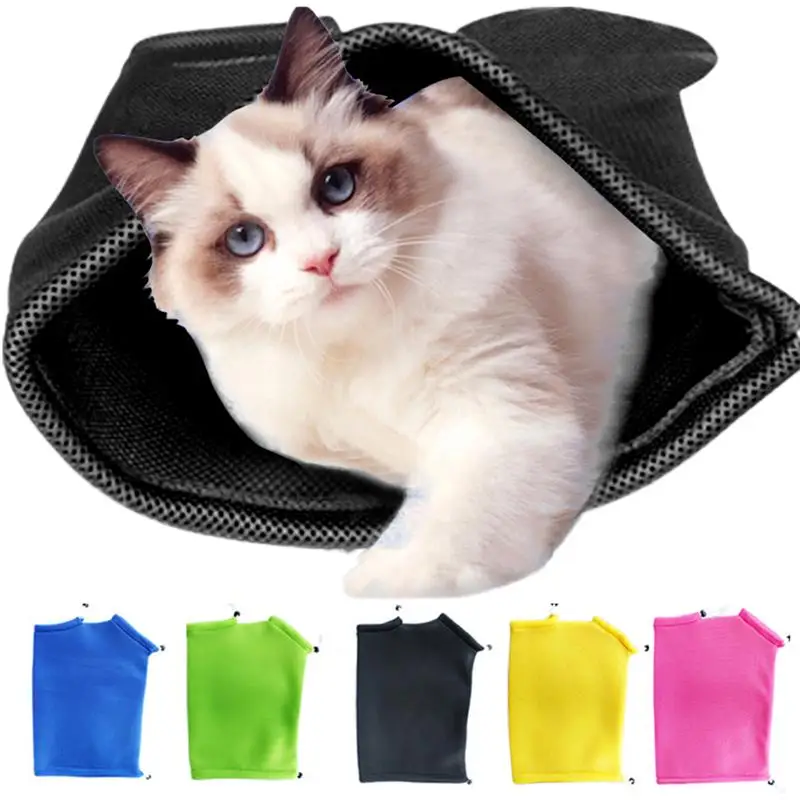 

Pet Soft Cat Grooming Bag Adjustable Multifunctional Polyester Cat Washing Shower Mesh Bags Pet Nail Trimming Bags