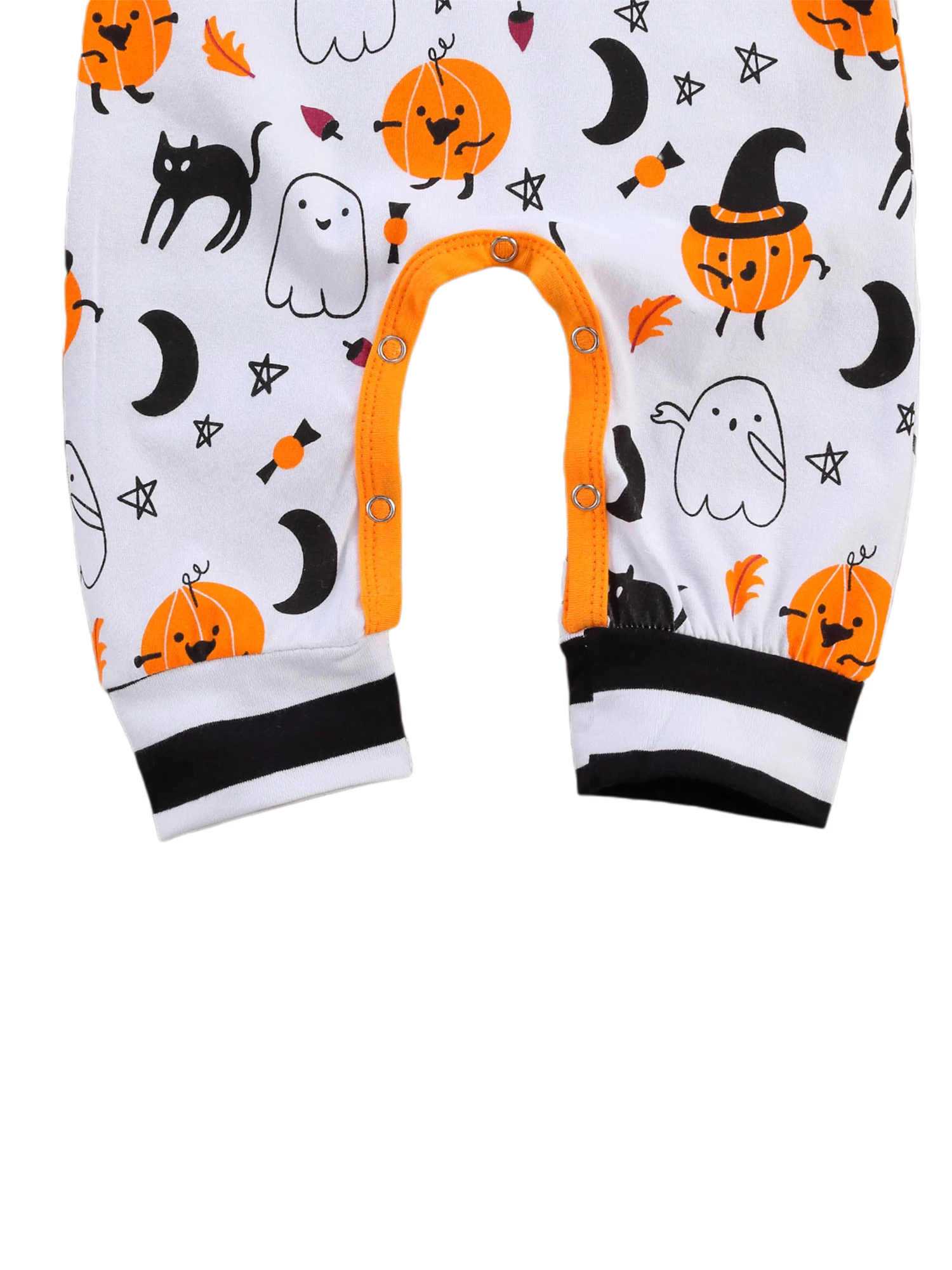 

Halloween Newborn Babys Long-sleeved Jumpsuit Cartoon Print Round Neck One Piece Long Pants and Hat Romper Sets 0-24 Months