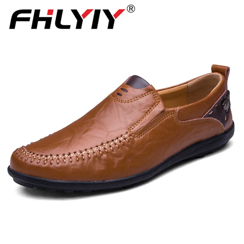 Red Brown Fhlyiy/размеры 38-47, мужская обувь повседневная обувь на плоской подошве мужские кожаные лоферы без шнуровки, Мужская удобная обувь черного цвета мужские роскошные дизайнерские лоферы - Цвет: Red Brown